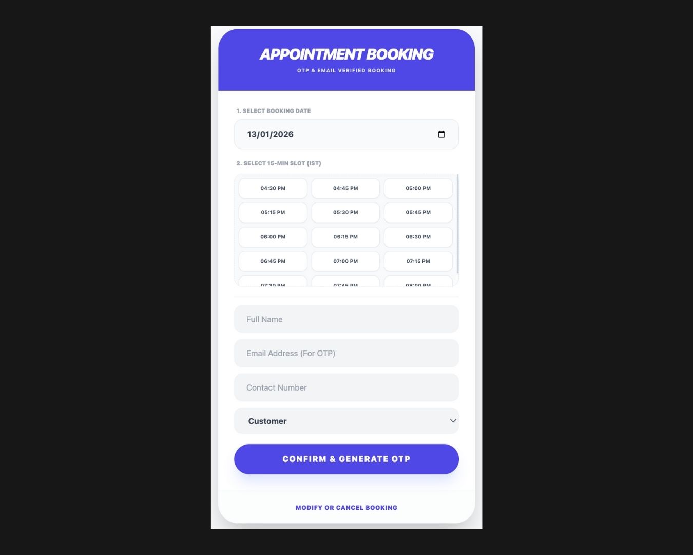 Appointment Booking CMS
